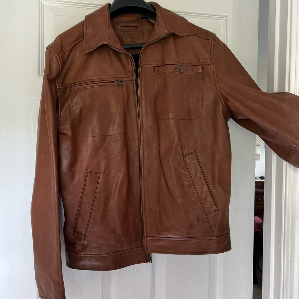 Genuine brown leather jacket roundtree and yorke